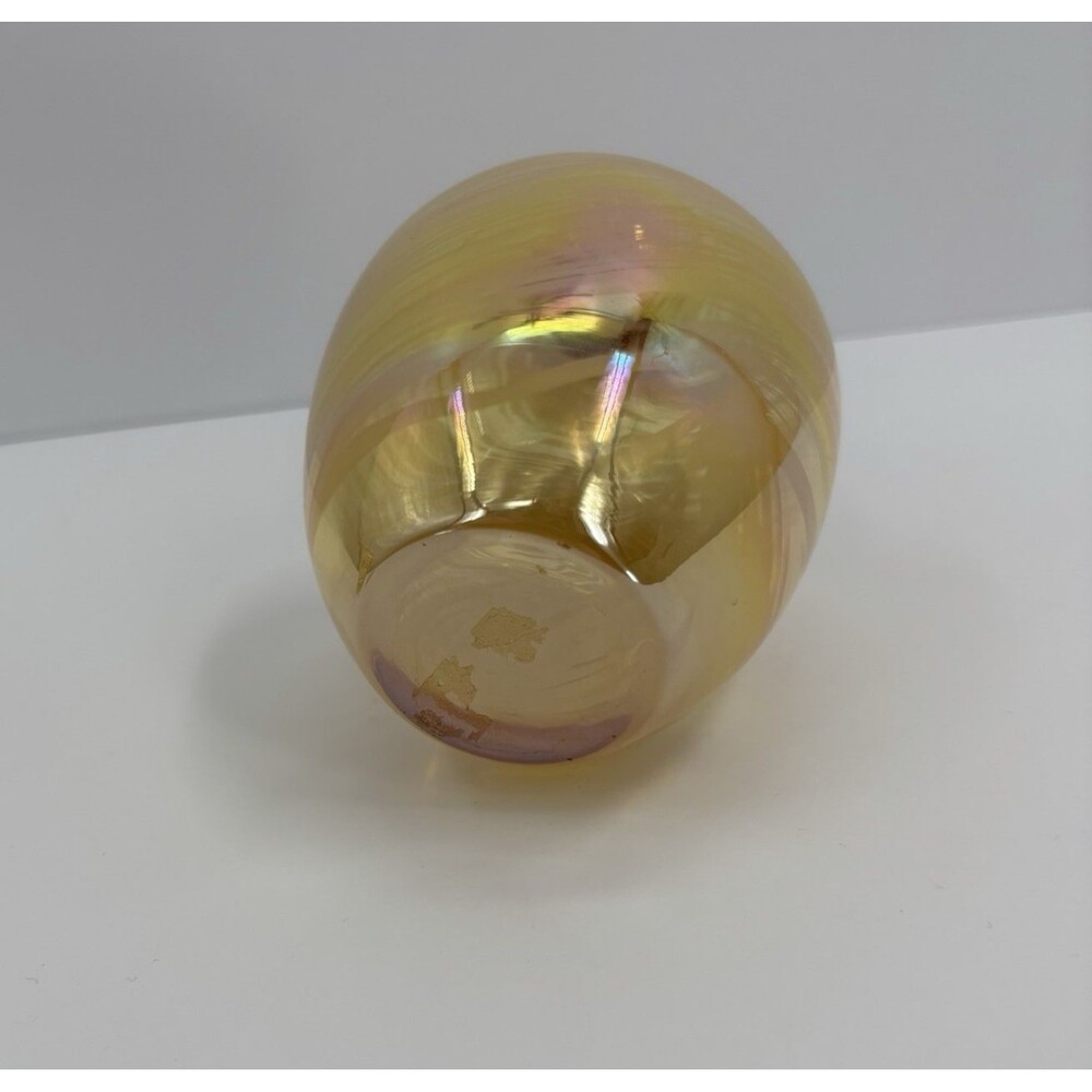 Fragrance Lamp With Diffuser Iridescent Gold With White Swirls Art Glass Base - Picture 9 of 14